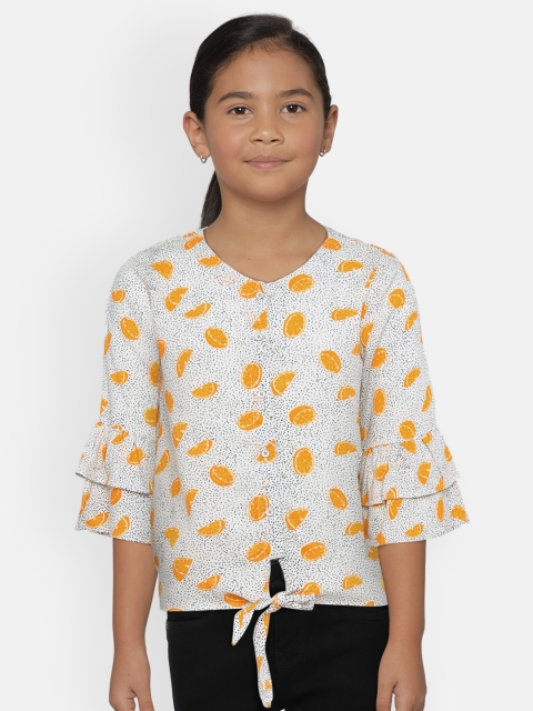 

Lee Cooper Girls Off-White & Yellow Printed Top