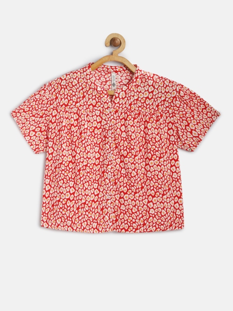 

Lee Cooper Girls Red Printed Shirt Style Top