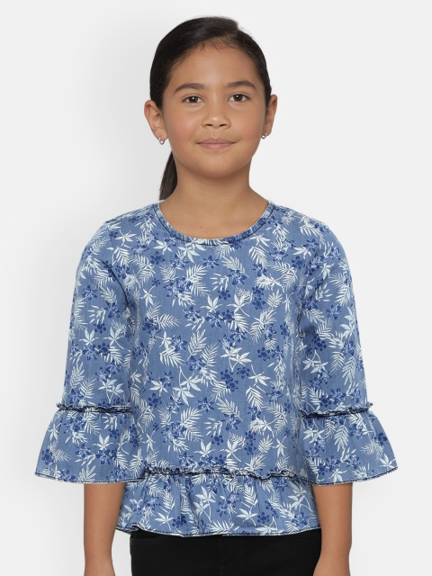 

Lee Cooper Girls Blue Printed Pure Cotton Top