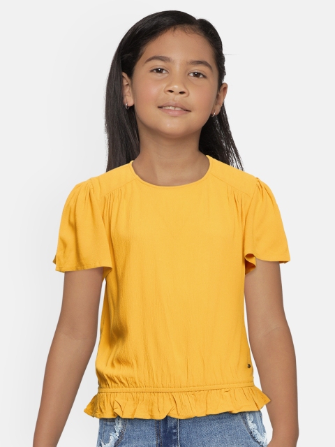 

Lee Cooper Girls Mustard Yellow Solid Round Neck Top