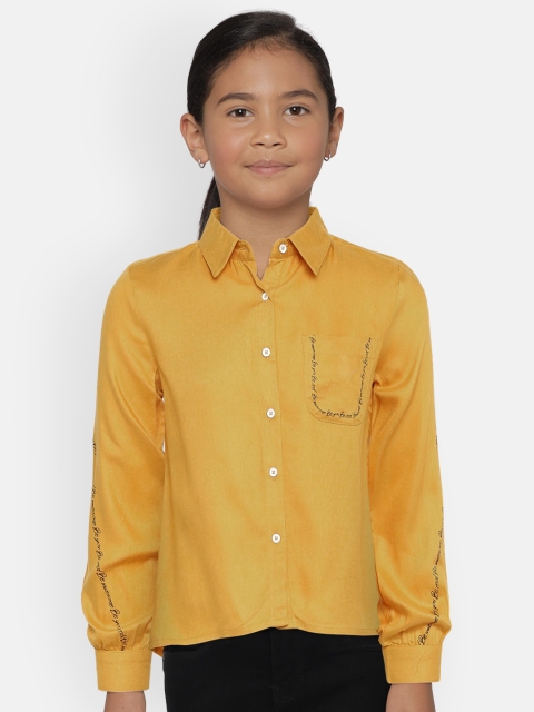 

Lee Cooper Girls Mustard Yellow Regular Fit Solid Casual Shirt