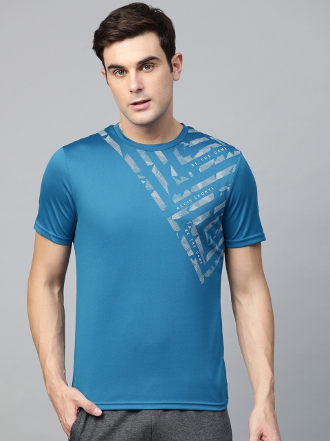 

Alcis Men Blue Printed Round Neck T-shirt