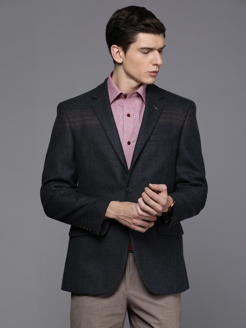 

Louis Philippe Men Navy Blue Tailored Fit Solid Woolen Formal Blazer