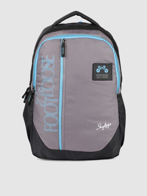 Skybags Unisex Grey & Black VIRGIL Typography Backpack