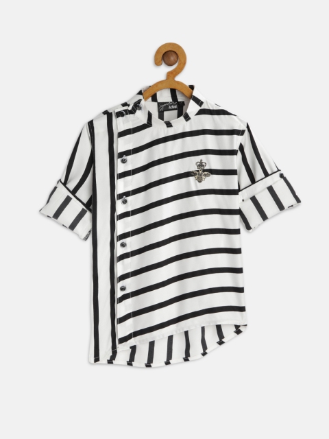 

Actuel Boys White & Black Regular Fit Striped Casual Stylized Shirt
