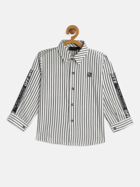 

Actuel Boys White & Black Regular Fit Striped Casual Shirt