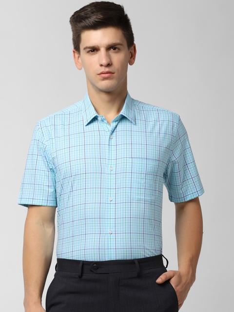 

Peter England Men Blue & Green Regular Fit Checked Formal Shirt