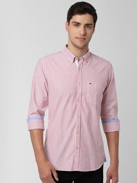 

Peter England Men Red & White Slim Fit Striped Casual Shirt