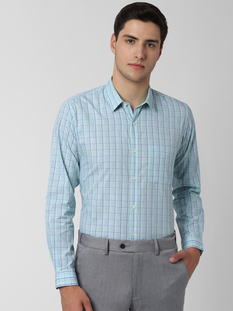 

Peter England Men Green & White Slim Fit Checked Formal Shirt