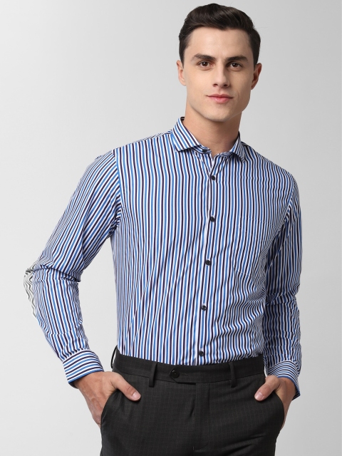 

Peter England Men Blue & Black Slim Fit Striped Formal Shirt