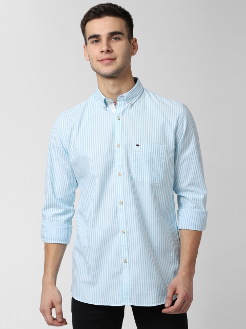 

Peter England Men Blue Slim Fit Striped Casual Shirt
