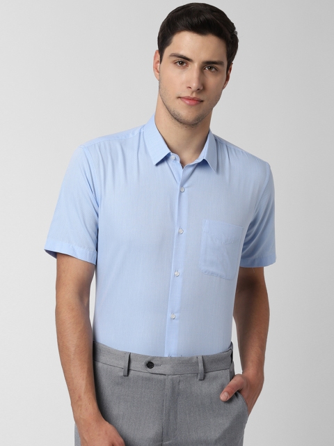 

Peter England Men Blue Regular Fit Self Design Formal Shirt
