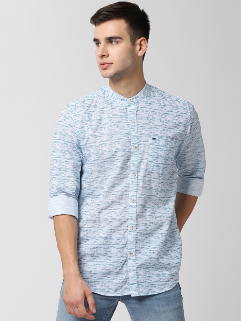 

Peter England Men Blue Slim Fit Printed Casual Shirt