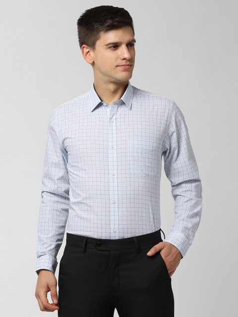 

Peter England Men Blue Slim Fit Checked Formal Shirt