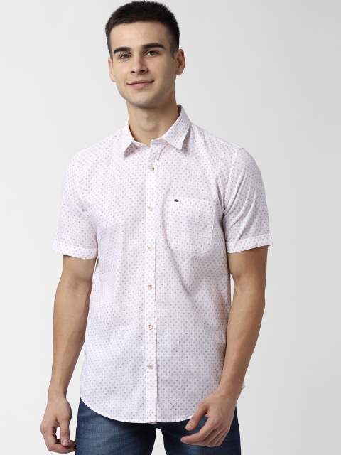 

Peter England Men White Slim Fit Printed Casual Shirt