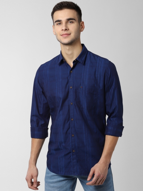 

Peter England Men Navy Blue Slim Fit Checked Casual Shirt