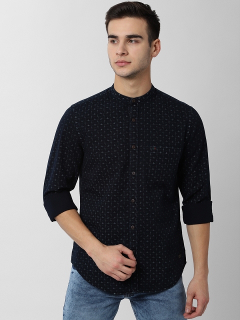 

Peter England Men Navy Blue Slim Fit Printed Casual Shirt