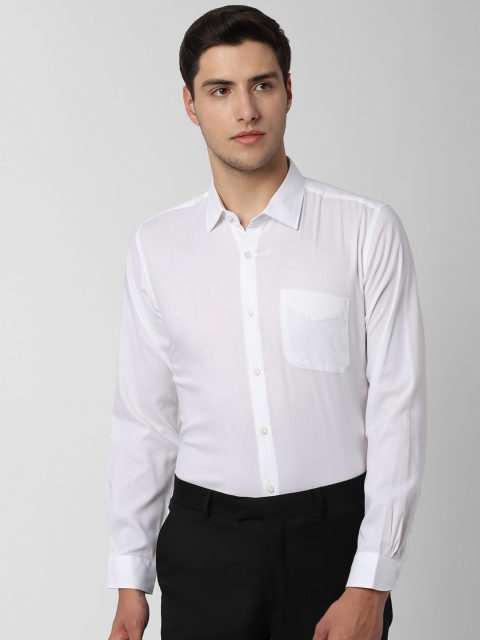 Men White Regular Fit Self Design Formal Shirt