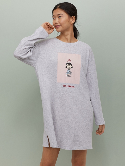 

H&M Women Grey Printed Jersey Nightdress