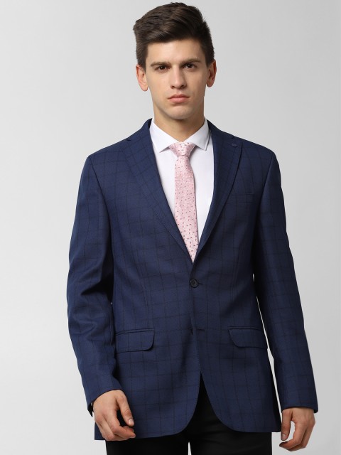 

Peter England Men Navy Blue Checked Blazer