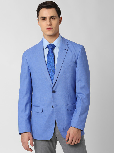 

Peter England Men Blue Solid Single-Breasted Tailored-Fit Blazer