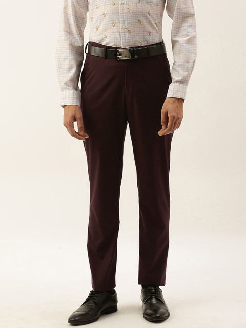

Peter England Men Maroon Slim Fit Solid Formal Trousers