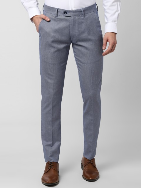 

Peter England Men Blue Slim Fit Self Design Formal Trousers