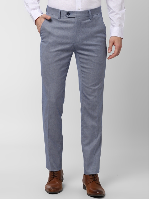 

Peter England Men Blue Slim Fit Self Design Formal Trousers