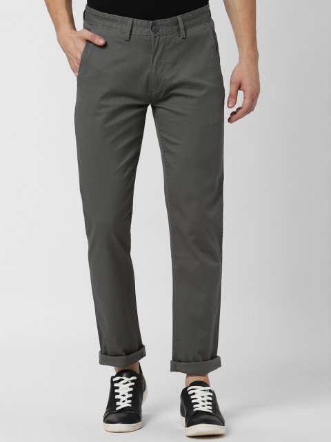

Peter England Men Grey Printed Slim Fit Regular Trousers
