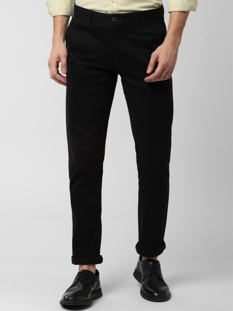 

Peter England Men Black Slim Fit Self Design Regular Trousers