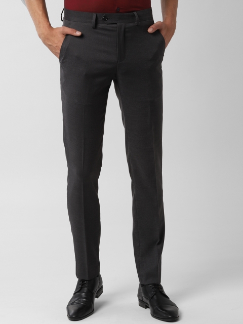 

Peter England Men Grey Slim Fit Self Design Formal Trousers