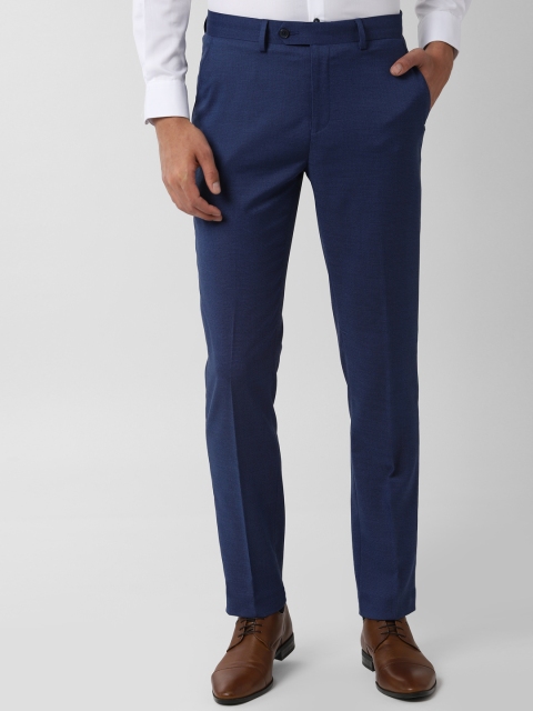 

Peter England Men Blue Slim Fit Self Design Formal Trousers