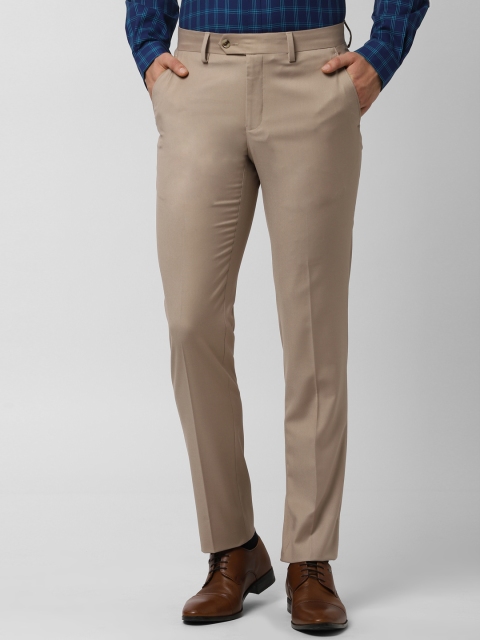 

Peter England Men Khaki Slim Fit Solid Formal Trousers