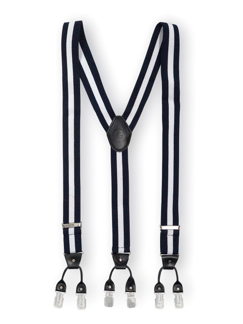 

The Tie Hub Men Navy & White Suspenders, Navy blue