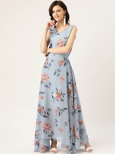 

Chinyere Women Blue & Pink Floral Printed Maxi Dress