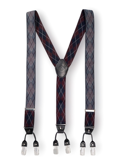 

The Tie Hub Men Navy & Maroon Suspenders, Navy blue