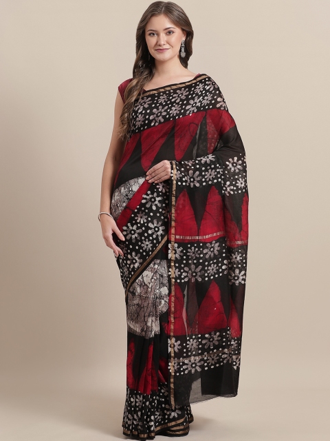 

Nakshi Black & Beige Printed Handloom Chanderi Saree