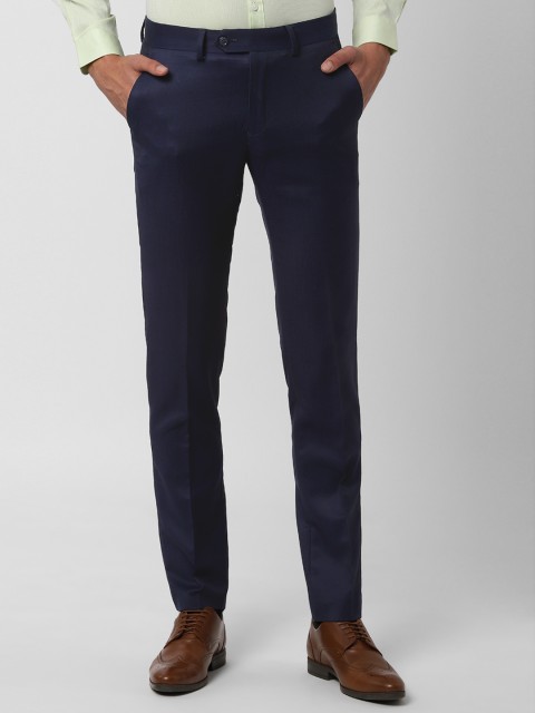 

Peter England Men Navy Blue Slim Fit Solid Formal Trousers