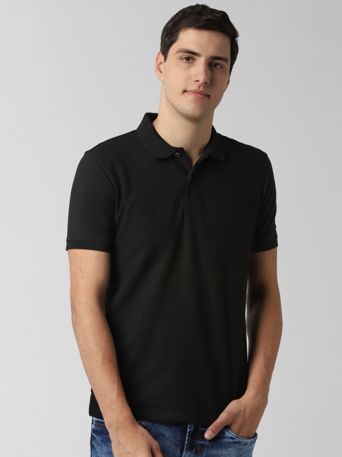 

Peter England Men Black Solid Polo Collar T-shirt