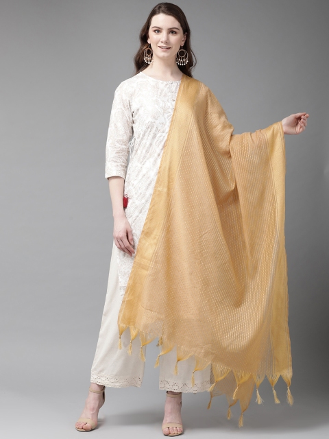 

Juniper Beige Dobby Woven Design Chanderi Dupatta