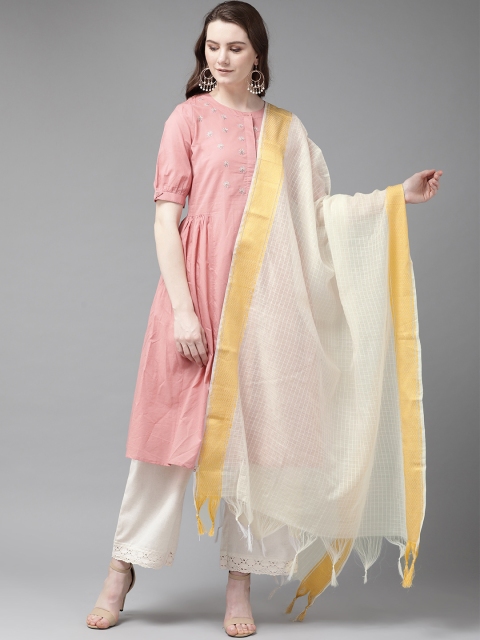 

Juniper White Dobby Self Checked Dupatta