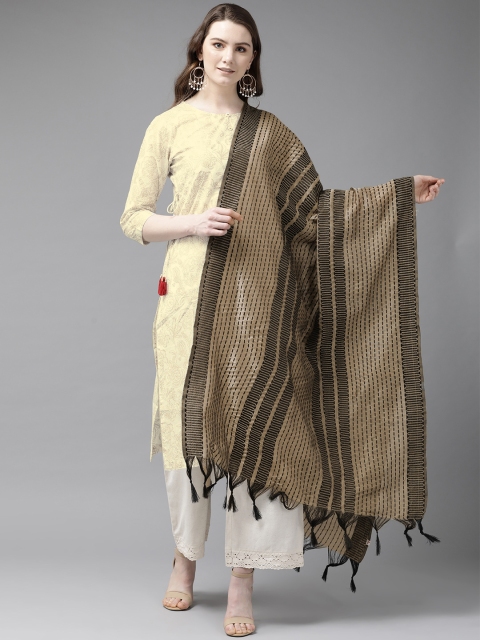 

Juniper Beige & Black Dobby Woven Design Dupatta