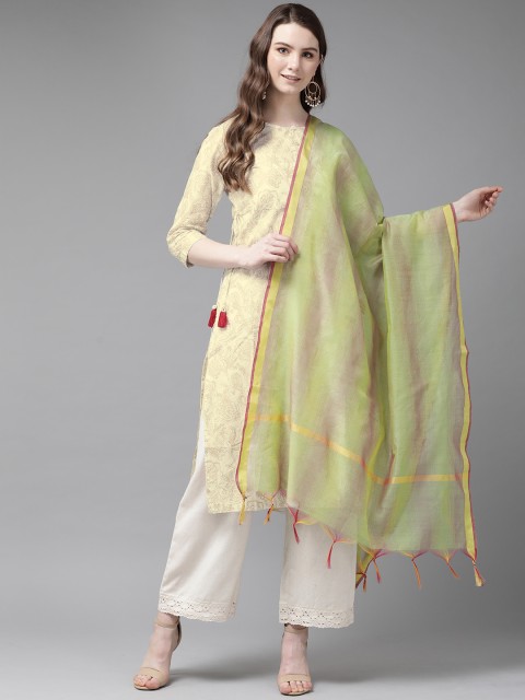 

Juniper Green & Purple Self Striped Dupatta