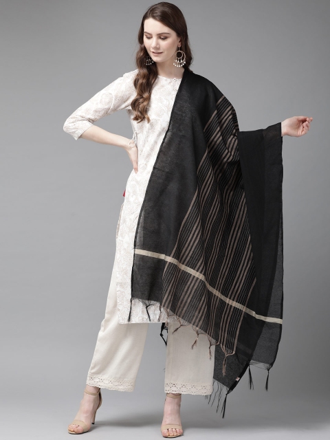 

Juniper Black & Beige Striped Dupatta