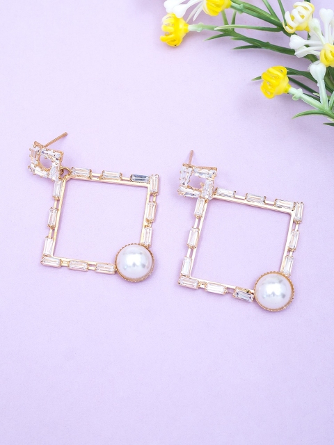 

Golden Peacock Gold-Plated Geometric Drop Earrings