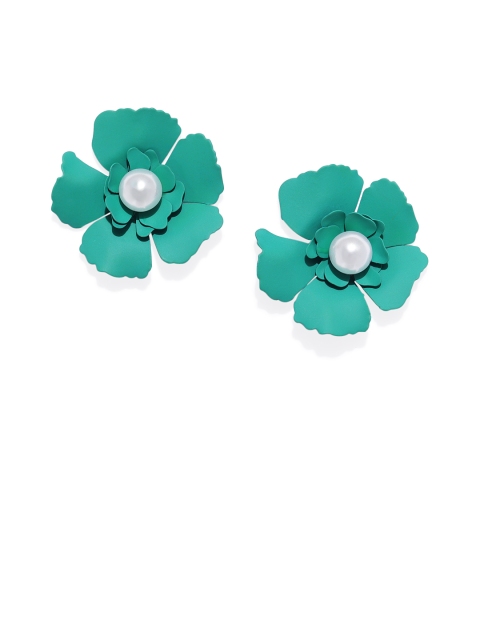 

Golden Peacock Green Floral Studs