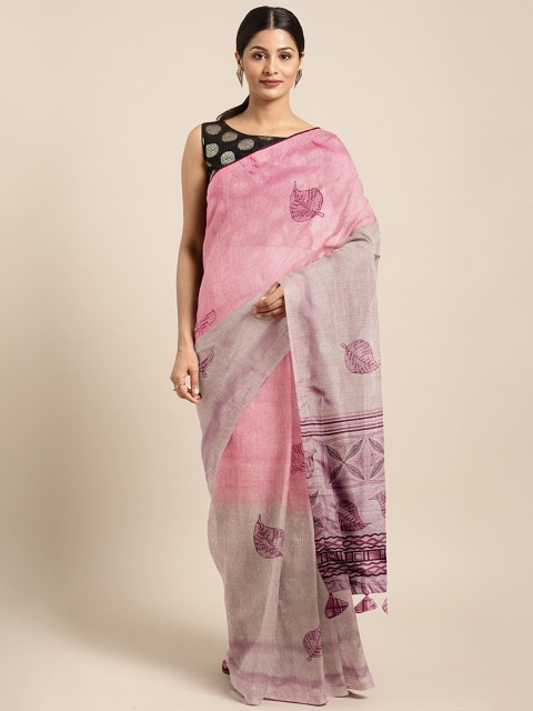 

Triveni Pink & Mauve Poly Silk Printed Saree
