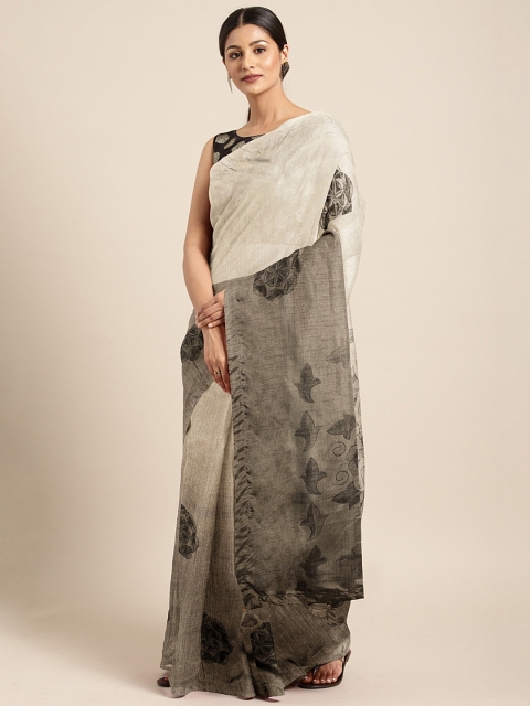 

Triveni Olive Brown & Off-White Poly Silk Printed Saree