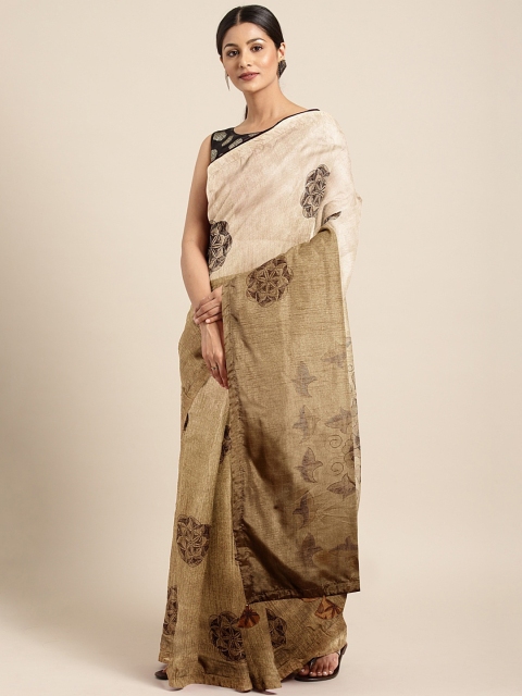 

Triveni Beige & Brown Poly Silk Printed Saree