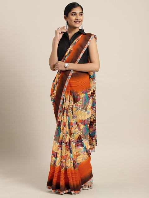 

Triveni Multicoloured Printed Pure Georgette Saree, Multi